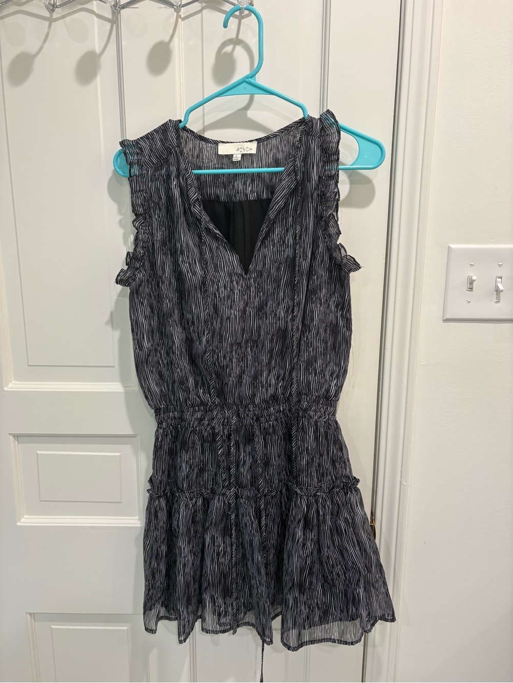 Pinch Black Textured Ruffle Mini Dress